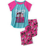 Girls' Graphic Sleep Top with Allover Print Sleep Pant - 2 Piece Pajama Set