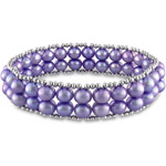 5-5.5mm Purple Cultured Freshwater Pearl and Metal Beads Elastic Bracelet