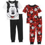 Disney Baby Boys' Mickey 4 Piece Cotton Short Sleeve PJ Set