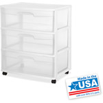 Sterilite 3 Drawer Wide Cart- White