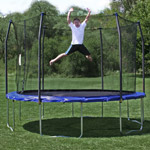 Skywalker Trampolines 12' Round Trampoline and Safety Enclosure with Blue Spring Pad