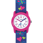 Timex Kids' Analog Watch, Purple/Butterflies Nylon Strap
