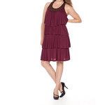 Moda Women's Tiered Knit Dress With Beading Detail