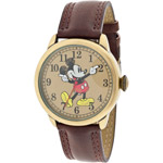 Disney Women's Mickey Mouse Molded-Hands Vintage Brown Watch, Simulated-Leather Strap