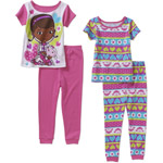Doc McStuffins Baby Toddler Girl Cotton Tight Fit Short Sleeve PJs, 2-Sets