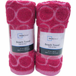 Mainstays Cotton/Poly Blended Dot Beach 2-Piece Towel Set, Festive Fuchsia