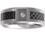 Men's Diamond Accent Ring in Tungsten and Carbon Fiber