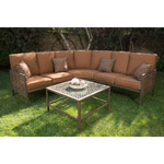 Soho 4-Piece Woven Wicker Outdoor Sectional Sofa, Seats 5