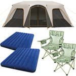 Bushnell 12 Person Instant Cabin Tent with 2 Bonus Queen Airbeds and 2 Chairs Value Bundle